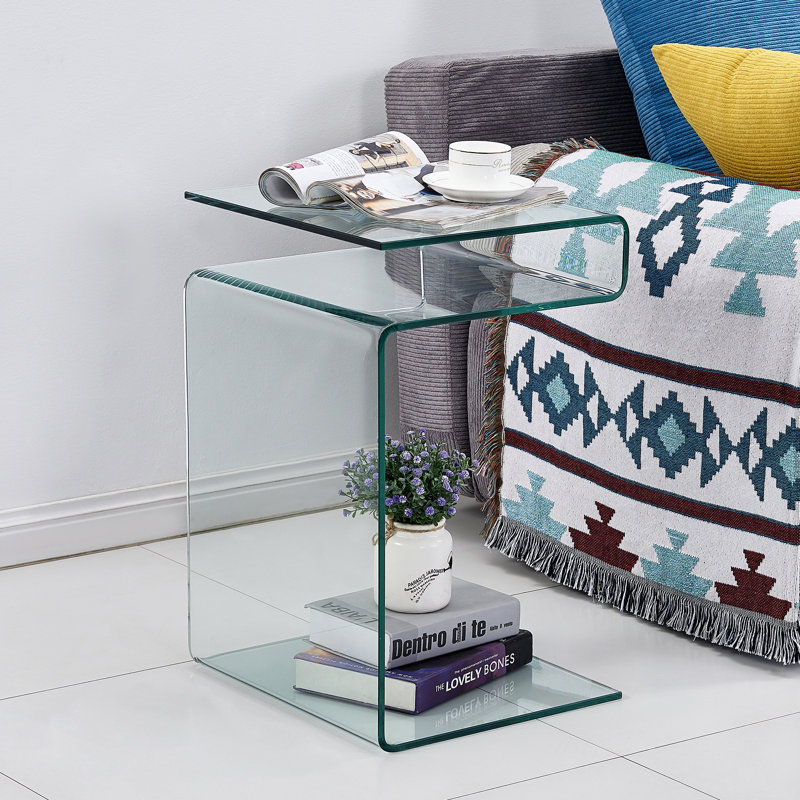 Bent glass end table discount